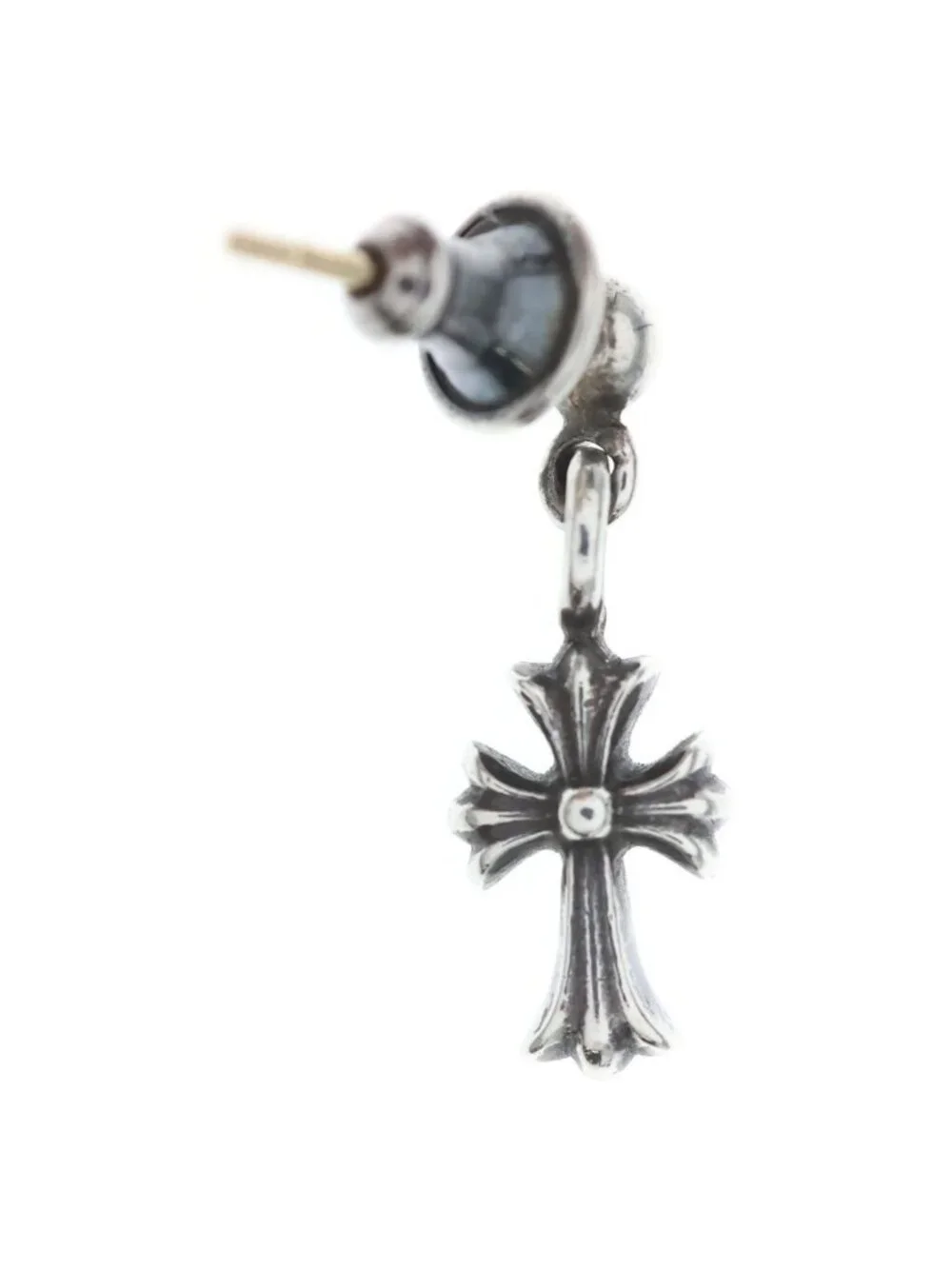 Chrome Hearts Tiny Stack CH Cross Drop Earrings Silver Yellow Gold